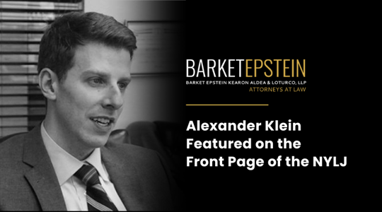 Alexander Klein Featured on the Front Page of the NYLJ