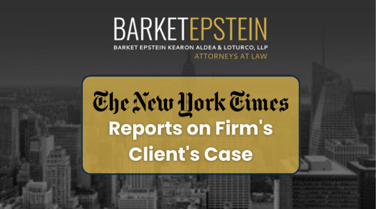 The New York Times Reports on Firm's Client's Case
