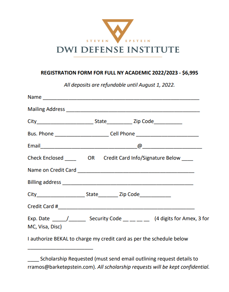 Screenshot of Year One Registration Form